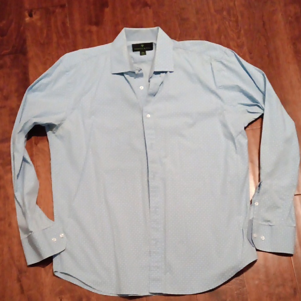 Bristol & Bull Large 16-16 1/2 34/35 Light Blue Men's Button Down Shirt Blue
